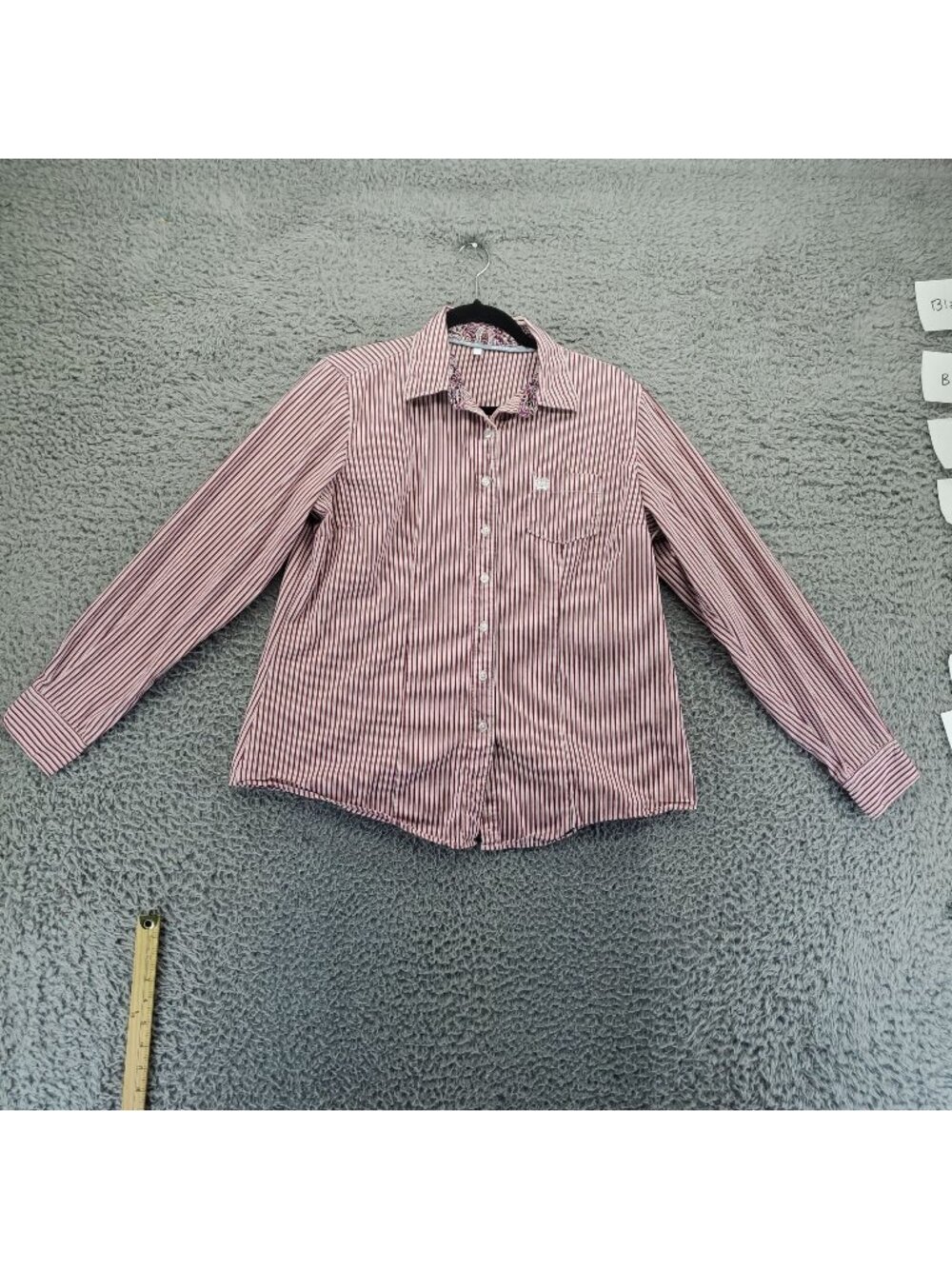 Cinch Shirt Womens XL Red Striped Button-Up Long Sleeve